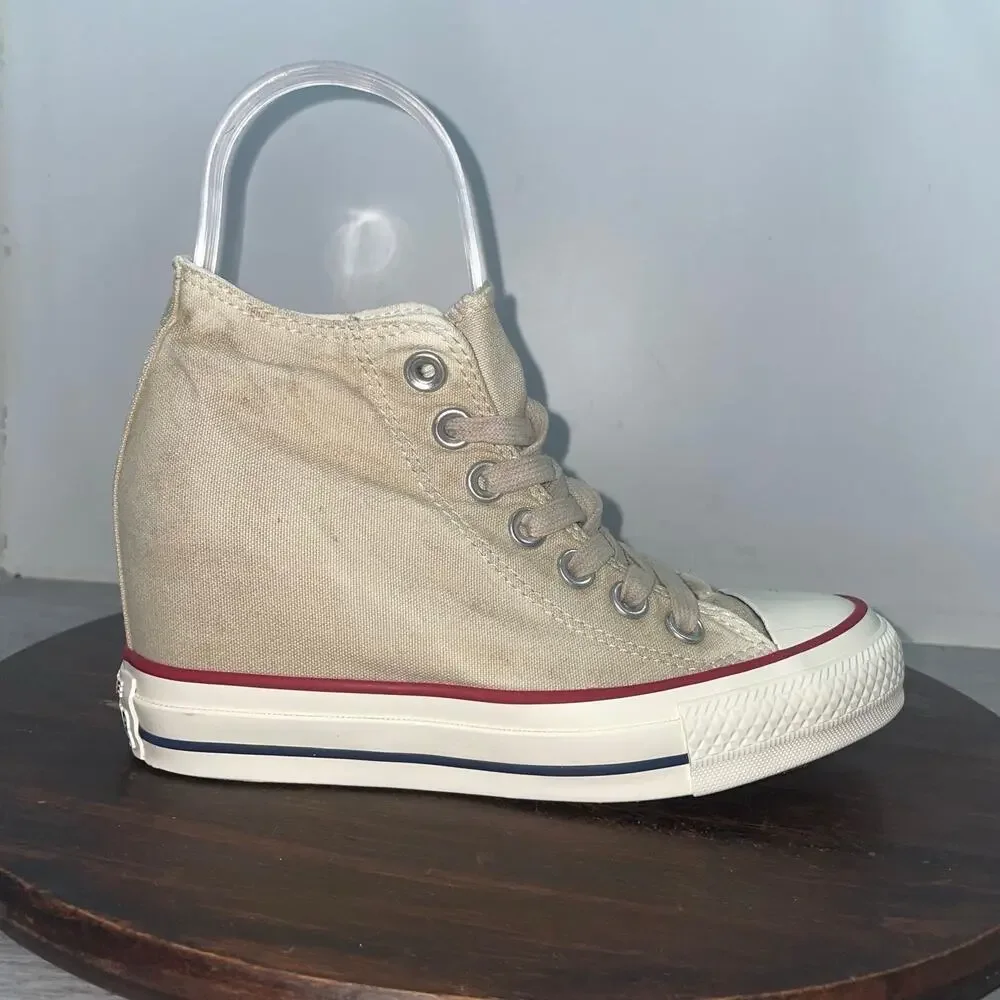 Converse Chuck Taylor All Star Womens Size 5 Beige White Athletic Shoes Sneakers